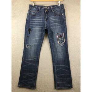 Cowgirl‎ Tuff Jeans Womens Size 331x33 Blue Love and Strength Distressed Denim